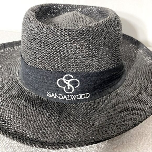 Vintage Billie Ross Sandalwood Black Woven Wide Brim Sun Hat - Picture 2 of 11